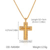 Women's Titanium Steel Cross Pendant Necklace With Geometric Design And Vacuum Electroplating Inlay O Word Chain