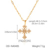 Women's Titanium Steel Cross Pendant Necklace With Geometric Design And Vacuum Electroplating Inlay O Word Chain