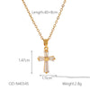 Women's Titanium Steel Cross Pendant Necklace With Geometric Design And Vacuum Electroplating Inlay O Word Chain