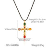 Women's Titanium Steel Cross Pendant Necklace With Geometric Design And Vacuum Electroplating Inlay O Word Chain