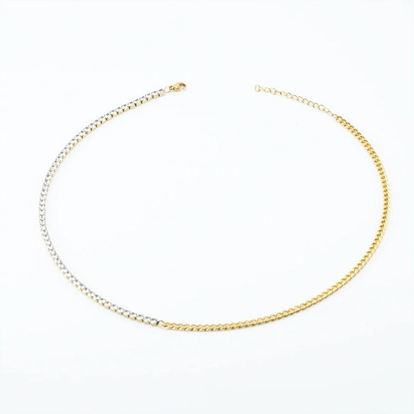 Women's 316L Stainless Steel Cuban Chain Diamond Geometric Fashion Necklace And Bracelet