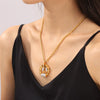 Women's Titanium Steel Diamond Pendant Twist Woven Chain Necklace Jewelry Set With Pillar Stitching And Gold Plated Electroplating