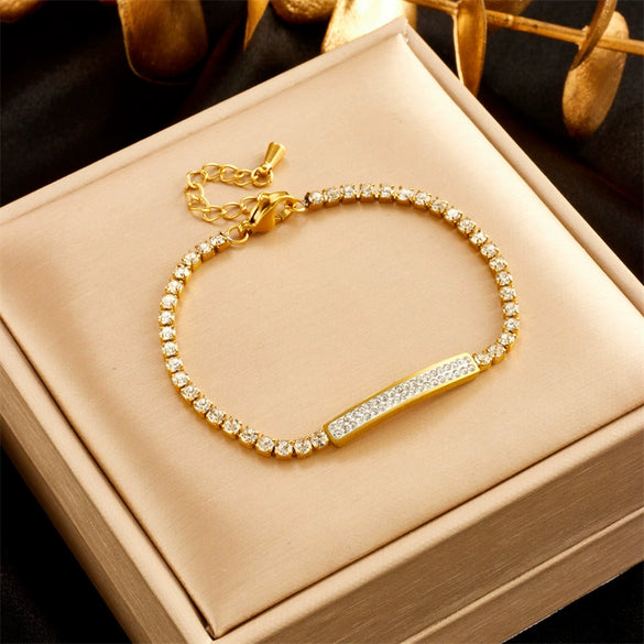 Women's Titanium Steel Diamond Rhinestone Chain Bracelet Light Luxury And Elegant Design
