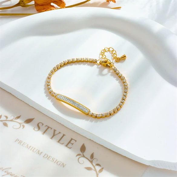 Women's Titanium Steel Diamond Rhinestone Chain Bracelet Light Luxury And Elegant Design