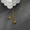 Women's Titanium Steel Double Ball Geometric Sweater Chain Clothing Accessories