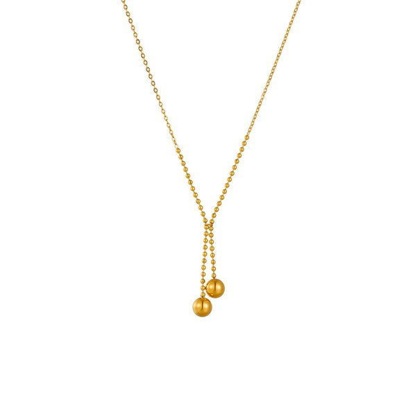 Women's Titanium Steel Double Ball Geometric Sweater Chain Clothing Accessories