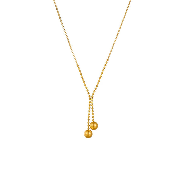 Women's Titanium Steel Double Ball Geometric Sweater Chain Clothing Accessories