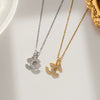 Women's Titanium Steel Double C Necklace With Gold Micro Inlay And Geometric Design