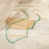 Women's Titanium Steel Double Layer Geometric Design Clavicle Necklace With Gold Inlaid Snake Bone Chain