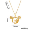 Women's Titanium Steel Doublelayer Clavicle Chain Necklace With Mouse Zircon Pendant Geometric Style Electroplated