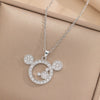 Women's Titanium Steel Doublelayer Clavicle Chain Necklace With Mouse Zircon Pendant Geometric Style Electroplated