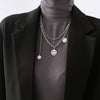 Women's Titanium Steel Doublelayer Stacked Wind Tassel Smiley Cuban Chain Necklace With Geometric Styling And Polishing