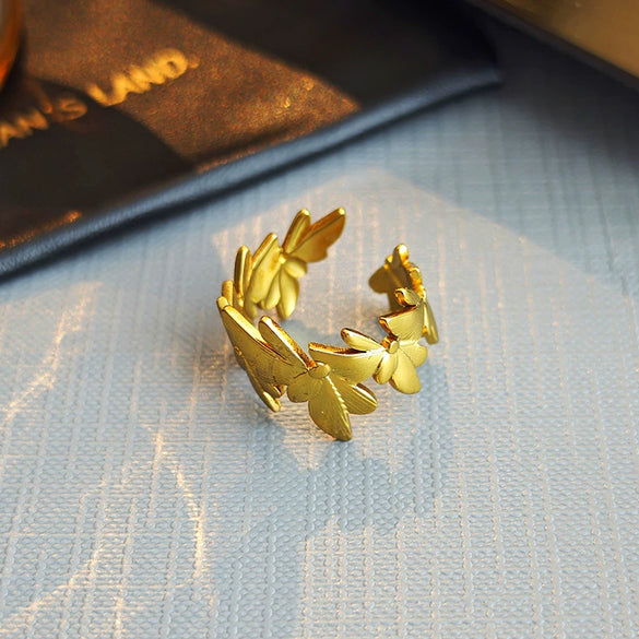 Women's Titanium Steel Dragonfly Ring Fashion Highend Light Luxury Electroplating Design