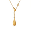 Women's 316L Stainless Steel Drop Shape Pendant Sliding Tassel Necklace Electroplated 18K Gold