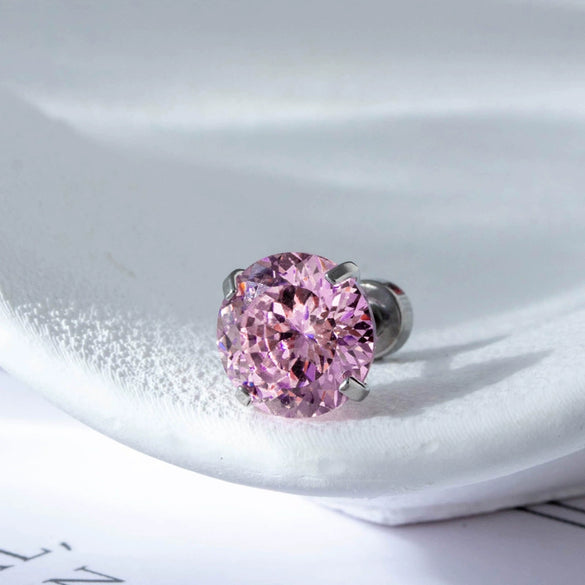 Women's Titanium Steel Ear Nail With Geometric Zircon And Zirconia Processing