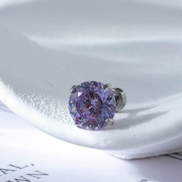 Women's Titanium Steel Ear Nail With Geometric Zircon And Zirconia Processing