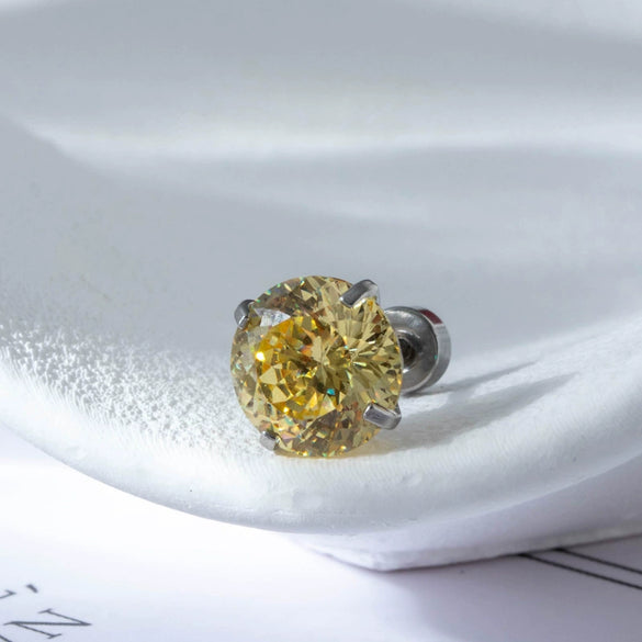 Women's Titanium Steel Ear Nail With Geometric Zircon And Zirconia Processing