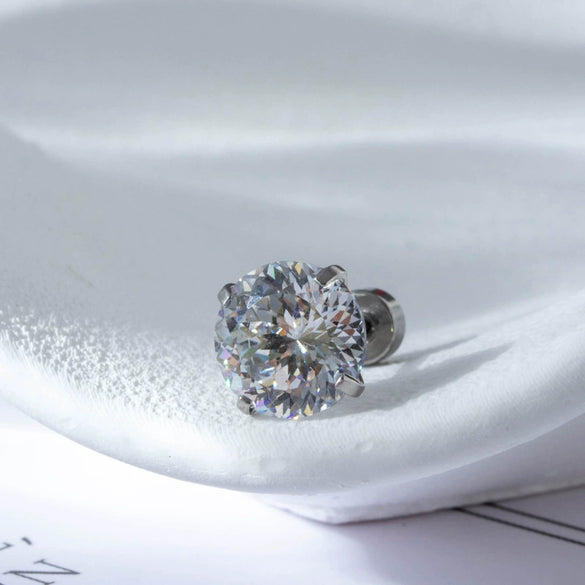 Women's Titanium Steel Ear Nail With Geometric Zircon And Zirconia Processing