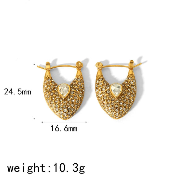Women's Titanium Steel Earrings With Diamond And Ushape Geometric Design Light Luxury Style