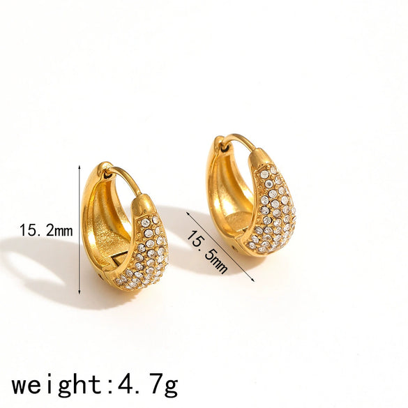 Women's Titanium Steel Earrings With Diamond And Ushape Geometric Design Light Luxury Style