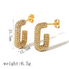 Women's Titanium Steel Earrings With Diamond And Ushape Geometric Design Light Luxury Style