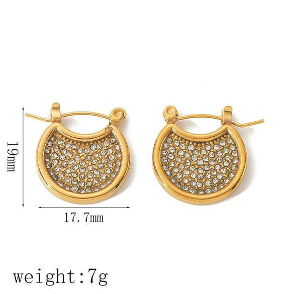 Women's Titanium Steel Earrings With Diamond And Ushape Geometric Design Light Luxury Style