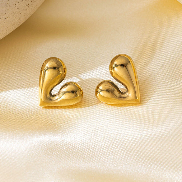 Women's Titanium Steel Earrings With Heart Shape Bow Tie Geometric Pattern And Electroplating