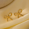 Women's Titanium Steel Earrings With Heart Shape Bow Tie Geometric Pattern And Electroplating