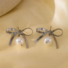 Women's Titanium Steel Earrings With Heart Shape Bow Tie Geometric Pattern And Electroplating