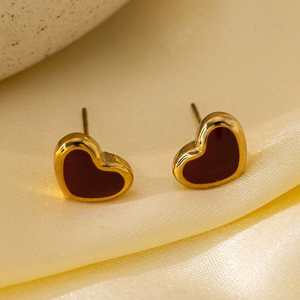 Women's Titanium Steel Earrings With Heart Shape Bow Tie Geometric Pattern And Electroplating