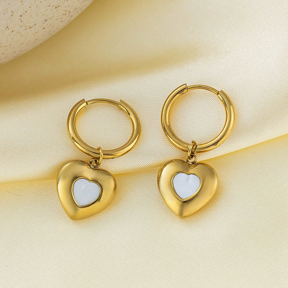 Women's Titanium Steel Earrings With Heart Shape Bow Tie Geometric Pattern And Electroplating