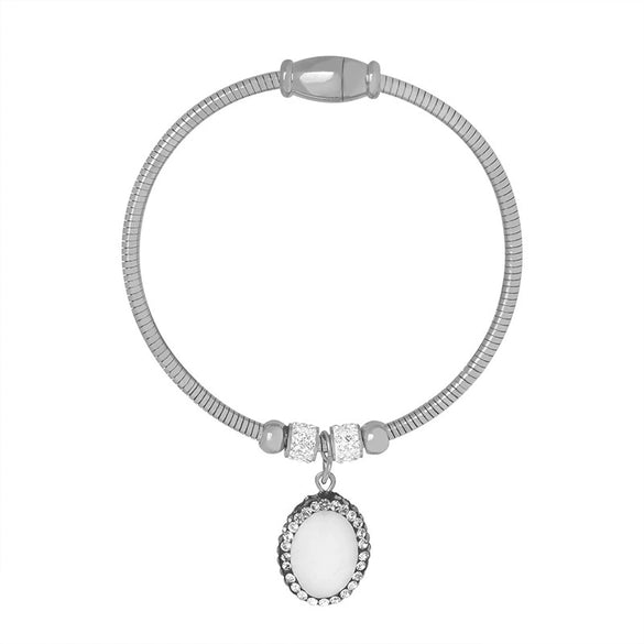 Women's 316L Stainless Steel Electroplated Heart And Geometric Pendant Bracelet New Retro Style