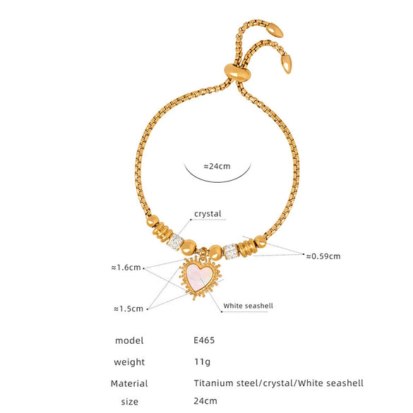 Women's 316L Stainless Steel Electroplated Heart And Geometric Pendant Bracelet New Retro Style