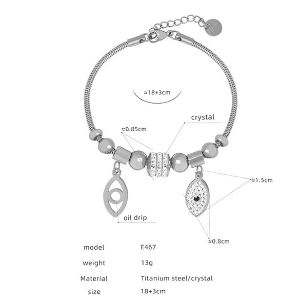 Women's 316L Stainless Steel Electroplated Heart And Geometric Pendant Bracelet New Retro Style