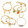 Women's 316L Stainless Steel Electroplated Heart And Geometric Pendant Bracelet New Retro Style