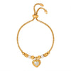 Women's 316L Stainless Steel Electroplated Heart And Geometric Pendant Bracelet New Retro Style