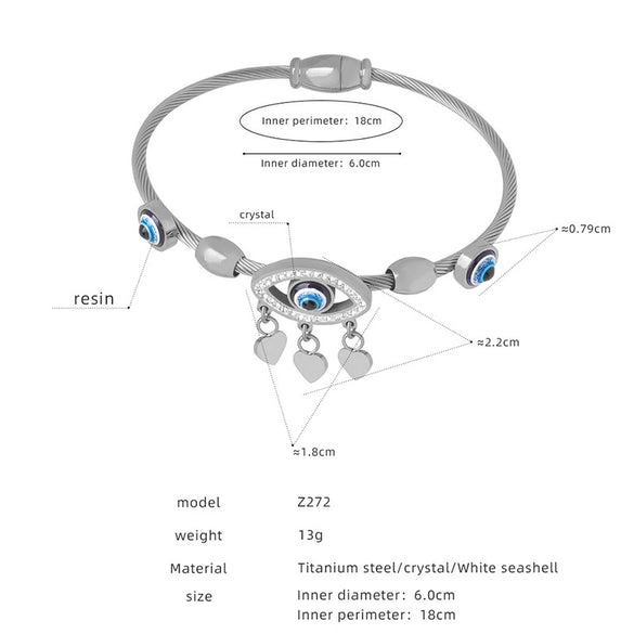 Women's 316L Stainless Steel Electroplated Heart And Geometric Pendant Bracelet New Retro Style