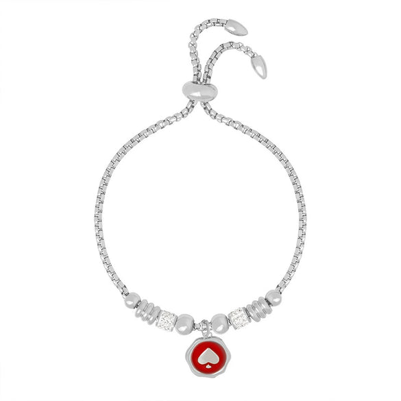 Women's 316L Stainless Steel Electroplated Heart And Geometric Pendant Bracelet New Retro Style