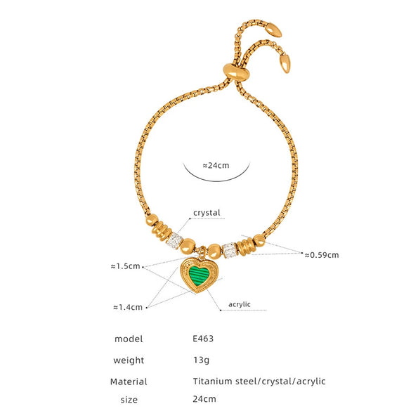 Women's 316L Stainless Steel Electroplated Heart And Geometric Pendant Bracelet New Retro Style