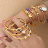 Women's 316L Stainless Steel Electroplated Heart And Geometric Pendant Bracelet New Retro Style
