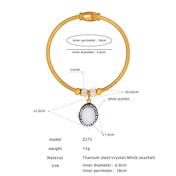 Women's 316L Stainless Steel Electroplated Heart And Geometric Pendant Bracelet New Retro Style