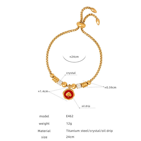 Women's 316L Stainless Steel Electroplated Heart And Geometric Pendant Bracelet New Retro Style