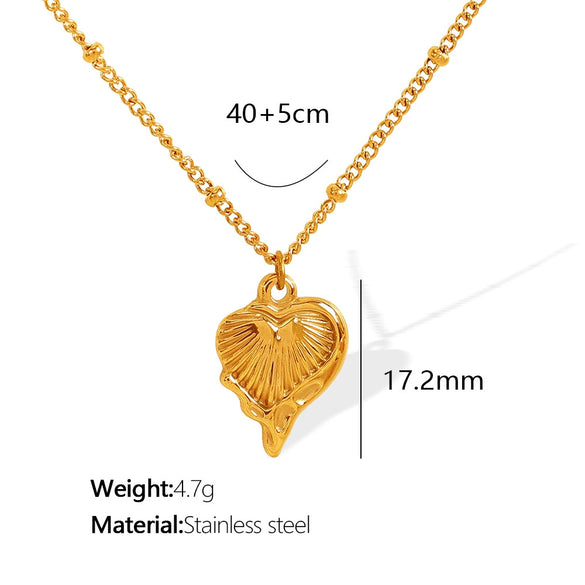 Women's 316L Stainless Steel Electroplated Oval Hollow Clavicle Chain With Coloured Glaze Heart And Flower Pendant Sweet Style
