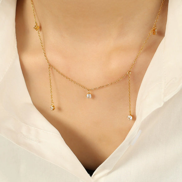 Women's 316L Stainless Steel Electroplating Fashion Niche Design Cold Clavicle Necklace