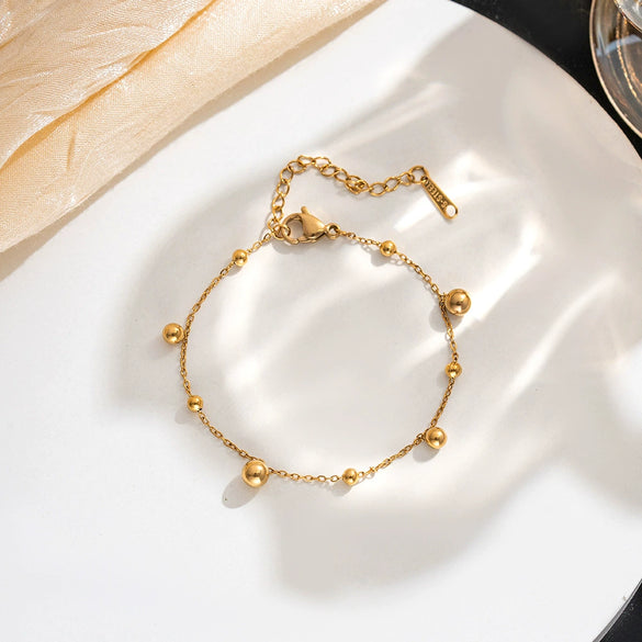 Women's Titanium Steel Electroplating Geometric Letters Numbers Text Roman Four Leaf Clover Bracelet