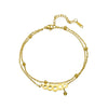 Women's Titanium Steel Electroplating Geometric Letters Numbers Text Roman Four Leaf Clover Bracelet