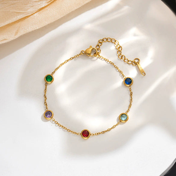 Women's Titanium Steel Electroplating Geometric Letters Numbers Text Roman Four Leaf Clover Bracelet