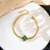 Women's Titanium Steel Electroplating Geometric Letters Numbers Text Roman Four Leaf Clover Bracelet