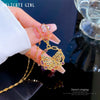Women's Titanium Steel Exaggerated Color Butterfly Microinlaid Real Gold Geometric Design Necklace