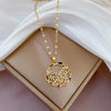 Women's Titanium Steel Exaggerated Color Butterfly Microinlaid Real Gold Geometric Design Necklace